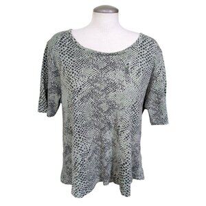 Isaac Mizrahi Womens Green Snakeskin T Shirt Short Sleeve Top Plus XXXL Cotton